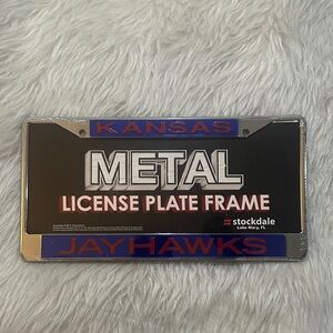 Kansas Jayhawks Metal License Plate Frame - Black and Blue